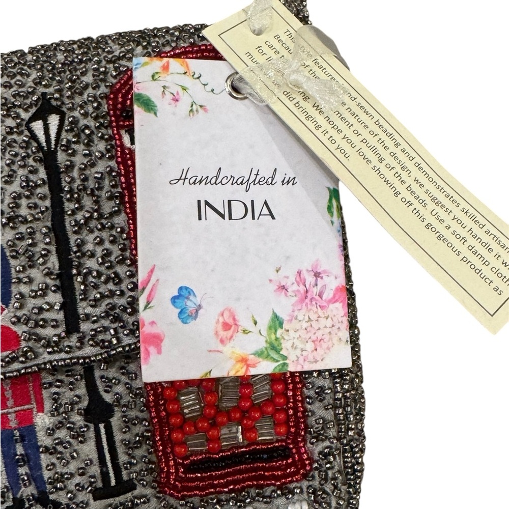 Viral Hand Made in India London Beaded Embroidered Women's Bag NWT - Picture 2 of 4